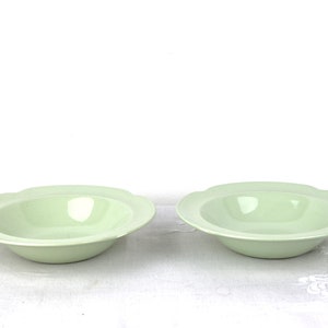 2 Greendawn bowls 6.5 VGC Johnson Brothers pair of small rimmed dessert fruit cereal bowl rim green utility ware china 30s 40s 50s image 2