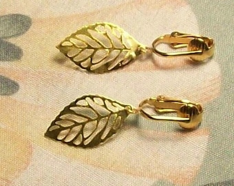Lightweight Gold or Silver Leaf Clip On Earrings or Pierced
