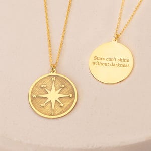 Collar con brújula personalizado, joyería con coordenadas doradas, regalo de viaje personalizado para ella, joyería para el Día de la Madre.