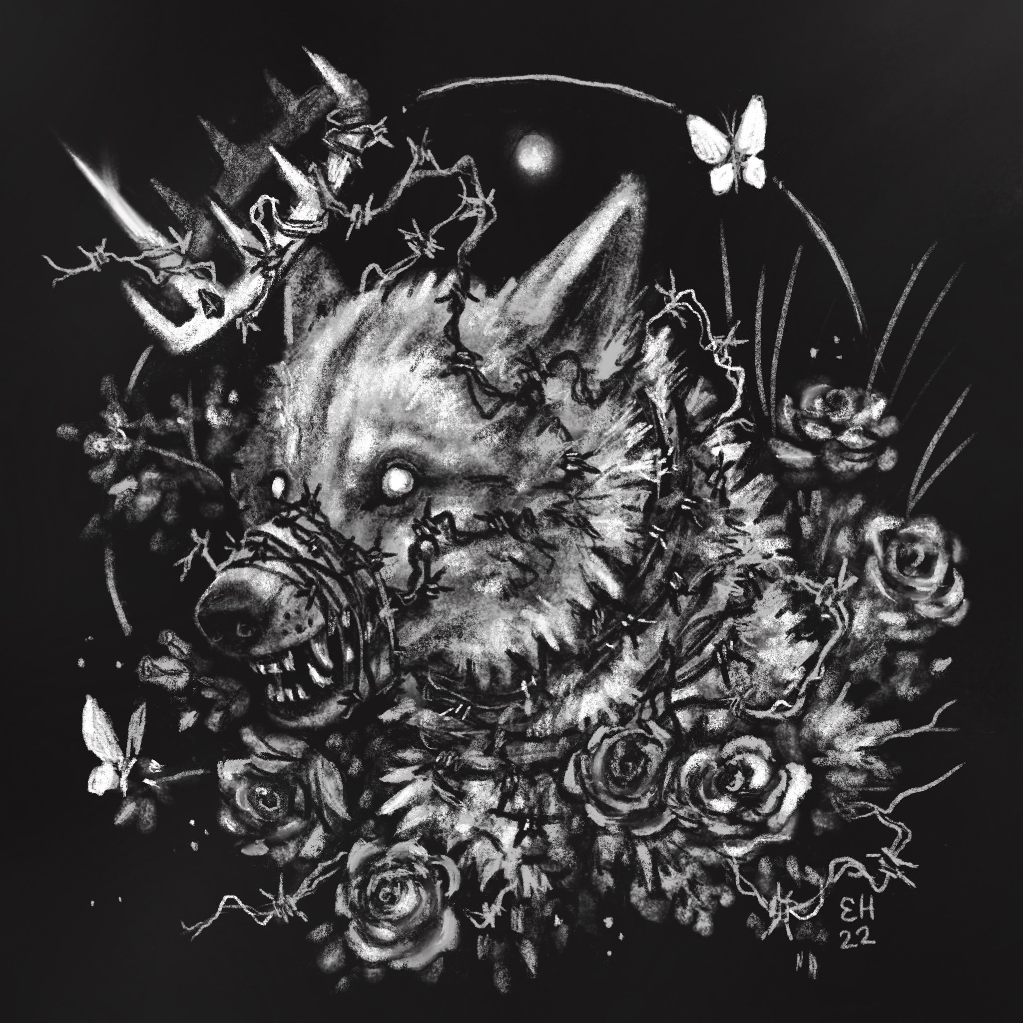 Hush 8x8 Fine Art Print Wolf Wolves Werewolf Dark Darkness Creepy