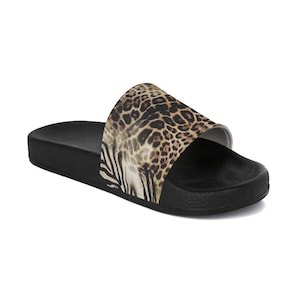 Stylish Women&#39;s Slide Sandals, Trendy Summer Footwear, Animal Print Slippers, Beach Slides, Casual Slip-Ons