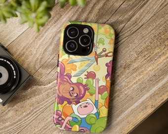 Custodia per telefono resistente e colorata con Finn e Jake per iPhone e Samsung, accessori per cellulari ispirati ad Adventure Time.
