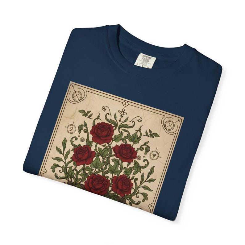 Poetcore Garment-Dyed T-shirt, Vintage Roses Typewriter Print Tee image 19