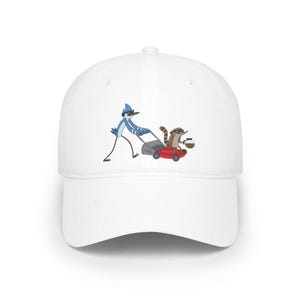 Regular Show Cap Baseball, Mordecai and Rigby Hat, Custom Cartoon Network Inspired Gift for Fans, Cute Design Vibrant Color Premium Merch