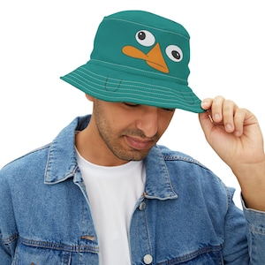 Perry the Platypus Cute AOP Bucket Hat, Phineas And Ferb Custom Design Hats, Gift For Hat Lovers, Cartoon Fan Made Cap, Personalized Gifts