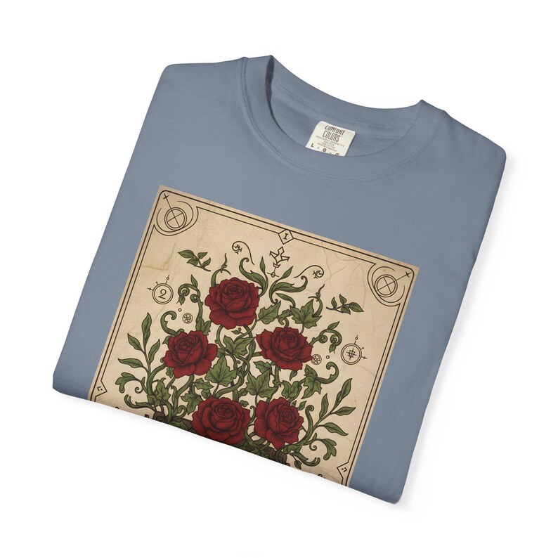 Poetcore Garment-Dyed T-shirt, Vintage Roses Typewriter Print Tee image 20