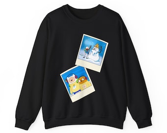 Finn and Jake Polaroid Crewneck Hoodie, Adventure Time Cartoon Sweatshirts
