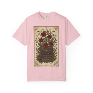 Poetcore Garment-Dyed T-shirt, Vintage Roses Typewriter Print Tee image 15