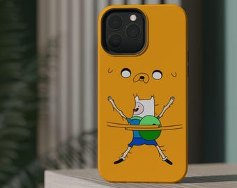 Custodie magnetiche di Finn e Jake di Adventure Time che si abbracciano, Jake il cane e Finn l'umano, un regalo colorato per fan e amanti dei cartoni animati.
