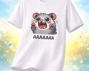 Screaming Possum T-Shirt, Unhinged Trash Cat Tee, Feral Opossum Graphic Shirt