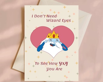 Adventure Time Valentines Gift Card, Ice King Wizard Eyes Holiday Greeting Cards