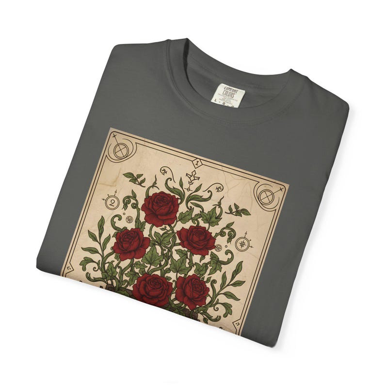 Poetcore Garment-Dyed T-shirt, Vintage Roses Typewriter Print Tee image 17