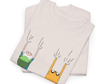 Finn och Jake hänger på din tröja, personlig rolig tecknad unisex t-shirt i kraftig bomull
