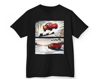 Lightning McQueen Kids Birthday Tee Shirt, Custom Toddler Racing Tee, Cars Theme Party Tshirt, Retro Race Car Top for Boys, Heavy Cotton