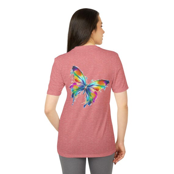 Butterfly Abstract Adidas Sport T-shirt, Spread Your Wings Tee, Colorful  Minimalist Top, Inspirational Athletic Apparel, Unisex Fitness