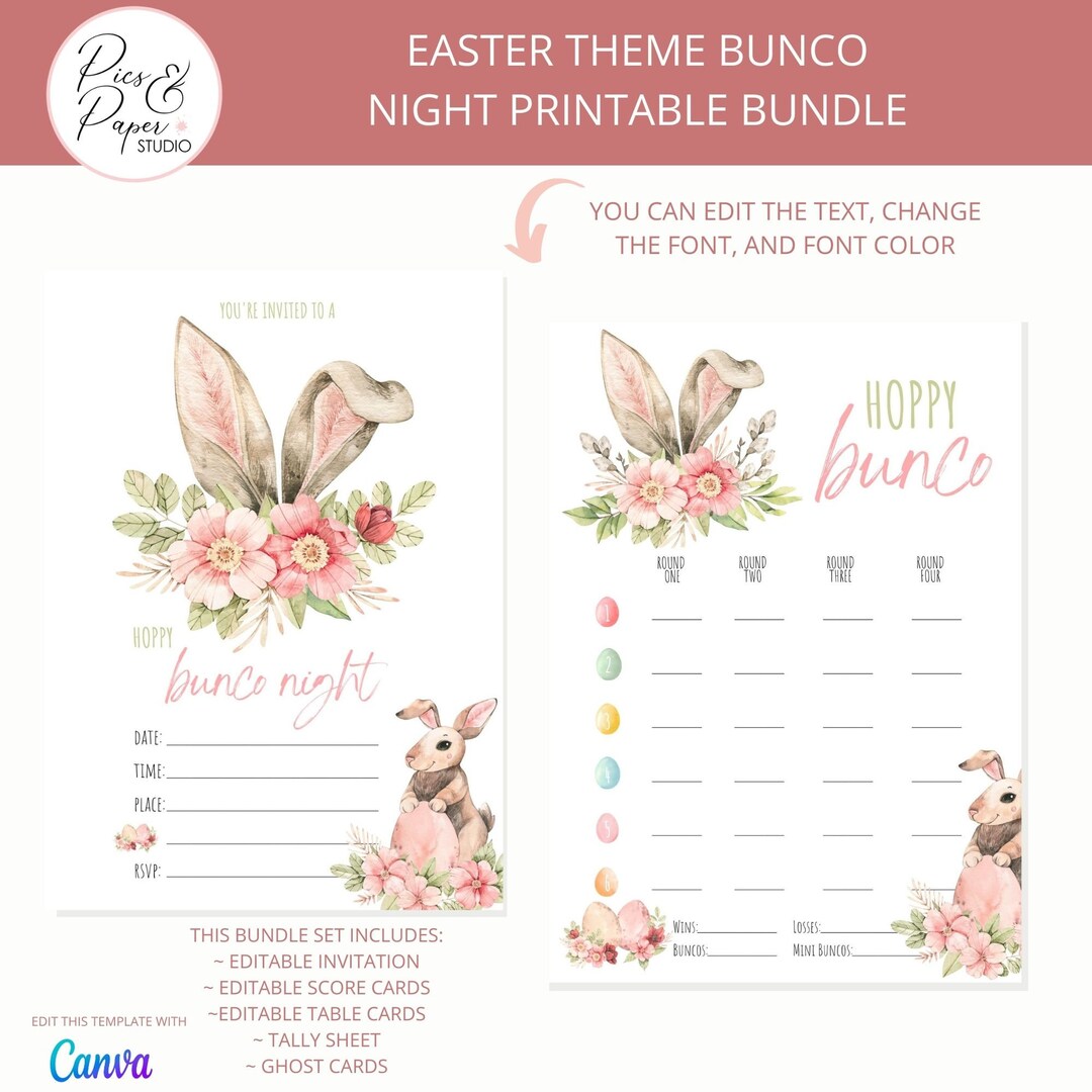 Easter Bunco Score Cards, Tally Sheet, Hoppy Bunco Night Printable ...