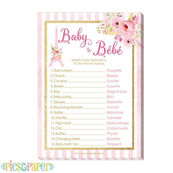 Baby Shower Games in French to Print Gender Announcement Baby