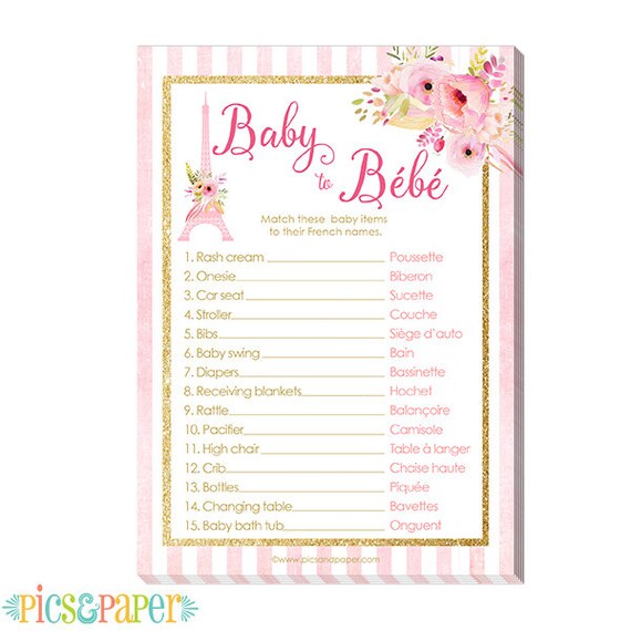 Paris Theme Baby Shower Game Match The French Baby Items To Etsy Paris Theme Baby Shower Game Match The French Baby Items To Etsy
