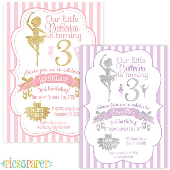 Silver & Pink Ballerina Ballet Party Thank You Cards Silver & Pink Ballerina Ballet Party Thank You Cards