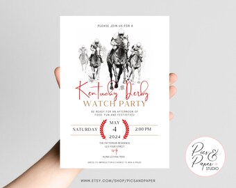 Kentucky Derby Party Invitation, Horse Racing Party, Jockey Retirement Party,Horse Racing Illustration Editable Text,Instant Download