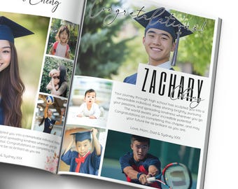 YEARBOOK AD High School Template, Editable Full Page Ad Layout, Senior Graduate Tribute Personalized Photo Collage School Ad