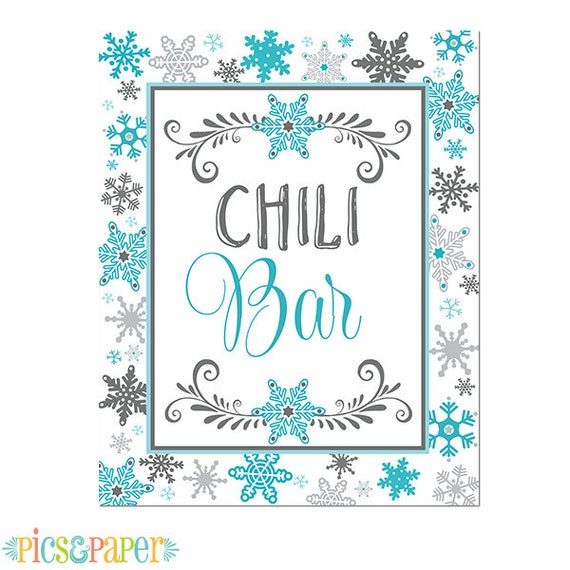Chili Bar Printable Sign Winter Onederland Decorations in | Etsy
