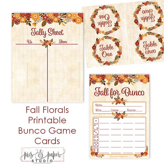 Bunco Score Card Fall for Bunco Fall Theme With Fall - Etsy