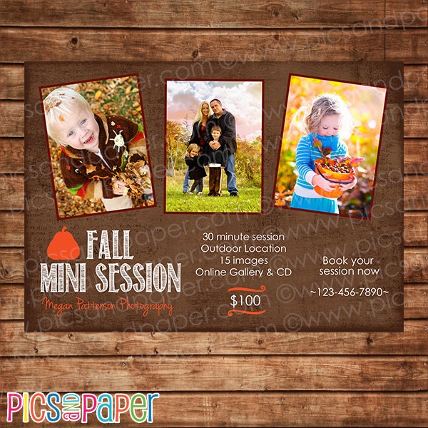 Fall Mini Session Template - Photo Session Announcement- Photography Marketing Board -PSD Layered Template - INSTANT DOWNLOAD