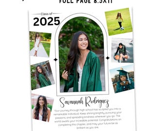 Yearbook Ad Template EDITABLE | Senior Tribute | Full Page 8.5x11 | Graduation Memory | Canva Template | Class of 2025