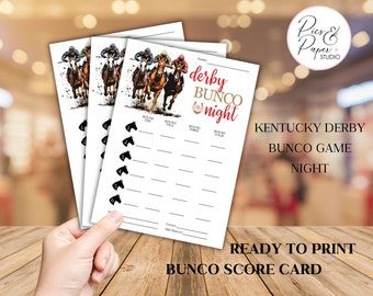 KENTUCKY DERBY Bunco Game Printable Score Card Horse Race Theme Game Night, Ready to Print