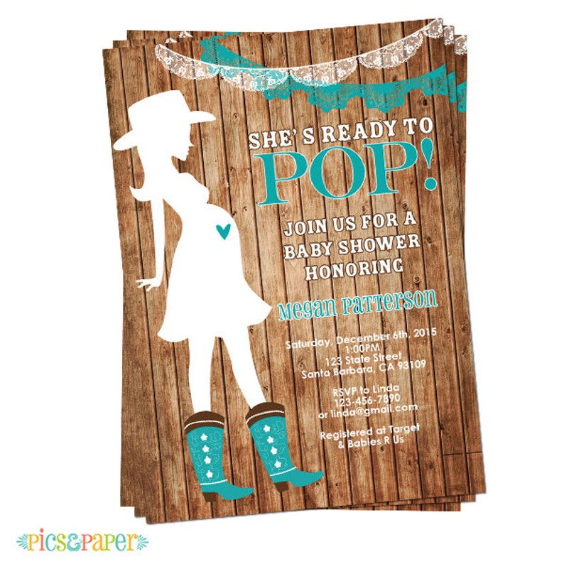 Cowgirl Baby Shower Invitation She S Ready To Pop Western Etsy