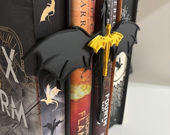 Boekensteun zwevende draken – 3D-geprint zwart-goud fantasiedecor