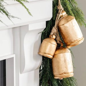 XL Rustic Cow Bells Set of 3: Handmade Jute Rope Christmas Decor