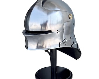 Handcrafted Steel Gothic Sallet Helmet | Wearable Knight Armor for LARP, Cosplay, Renaissance Faire