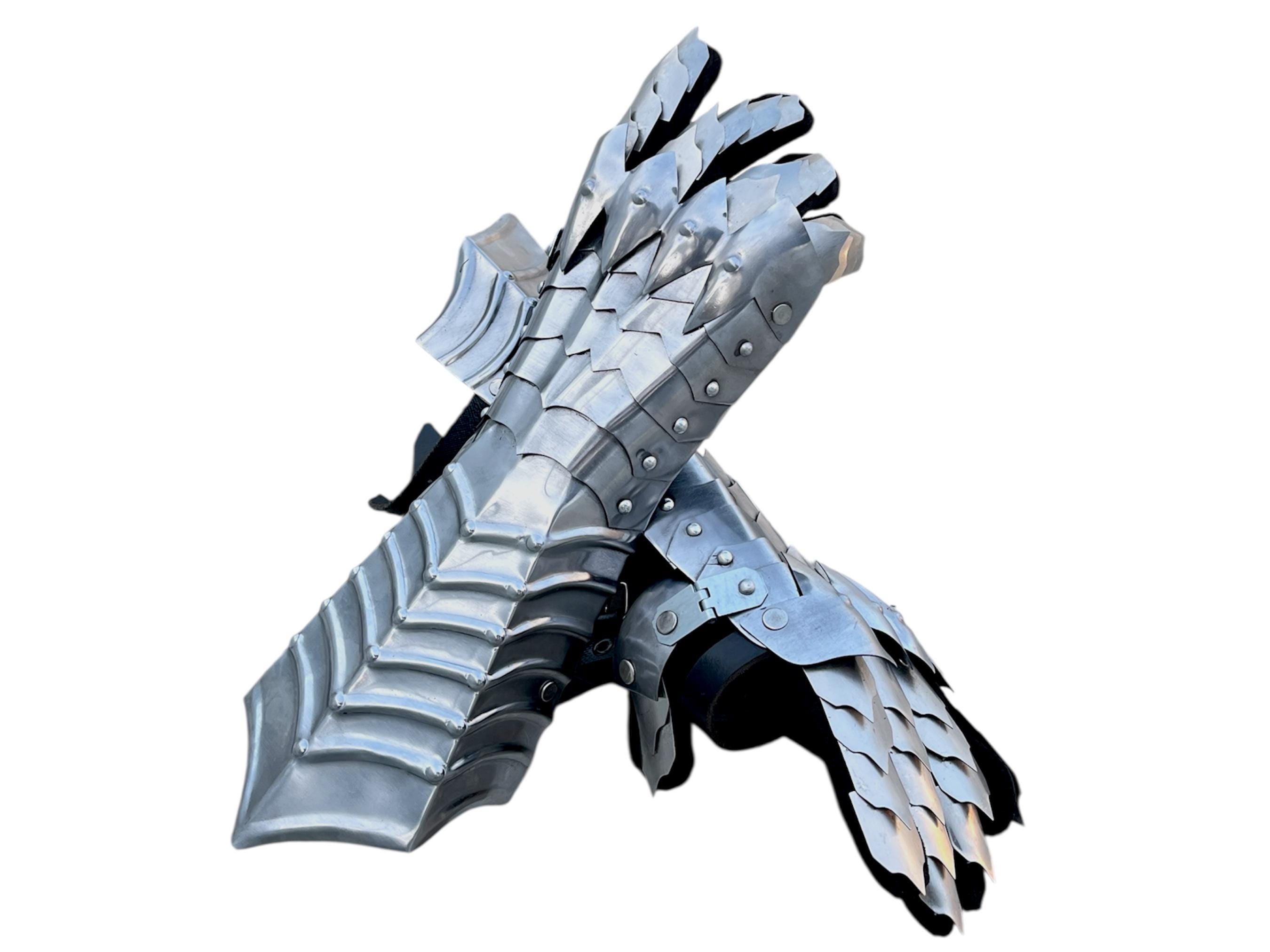 Medieval Knight Gauntlets Gloves: 18 Gauge Iron Armor, Adjustable Leather Straps