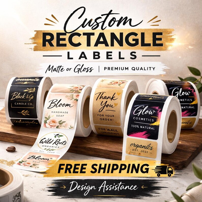 Custom Rectangle Labels /gloss or Matte Paper Stickers /product Labels ...