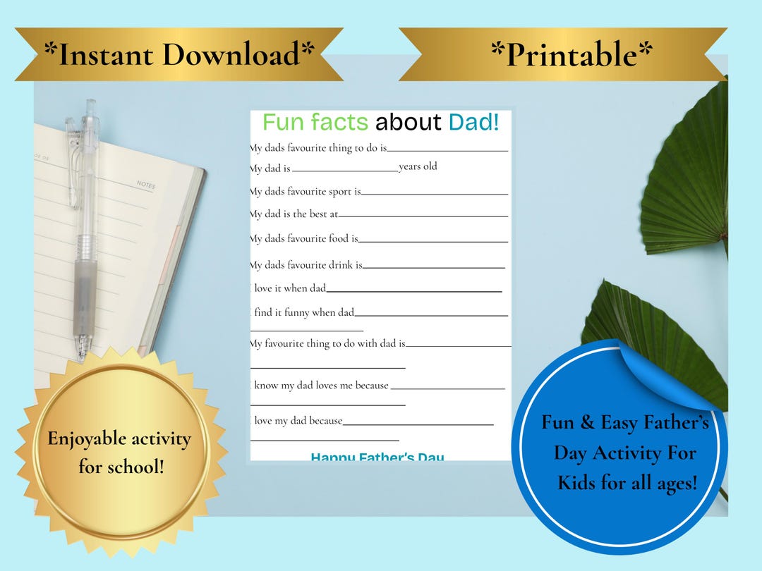 Father S Day Printable Activity Fun Facts About Dad Kids Fill In