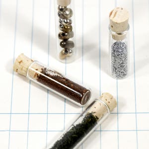 Mini Glass Vials with Corks (5) * tiny vials * glass vials * mini test tubes * aromatherapy * altered art * mixed media * kits