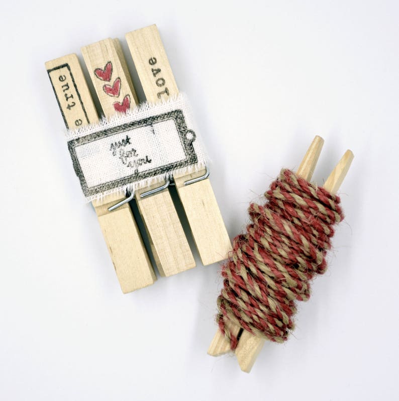 Tag and Twine Kit Stamped Clothespins Stamped Tags Twine Etsy