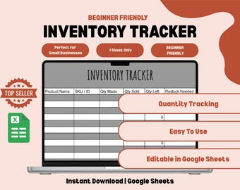 Inventory Tracker Spreadsheet | Simple Google Sheets Template for Small Business | Product Inventory Log | Printable Inventory Planner
