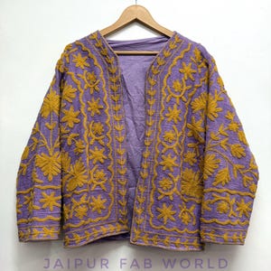 Hand Embroidered Suzani Jacket: Indian TNT Cotton Short Coat