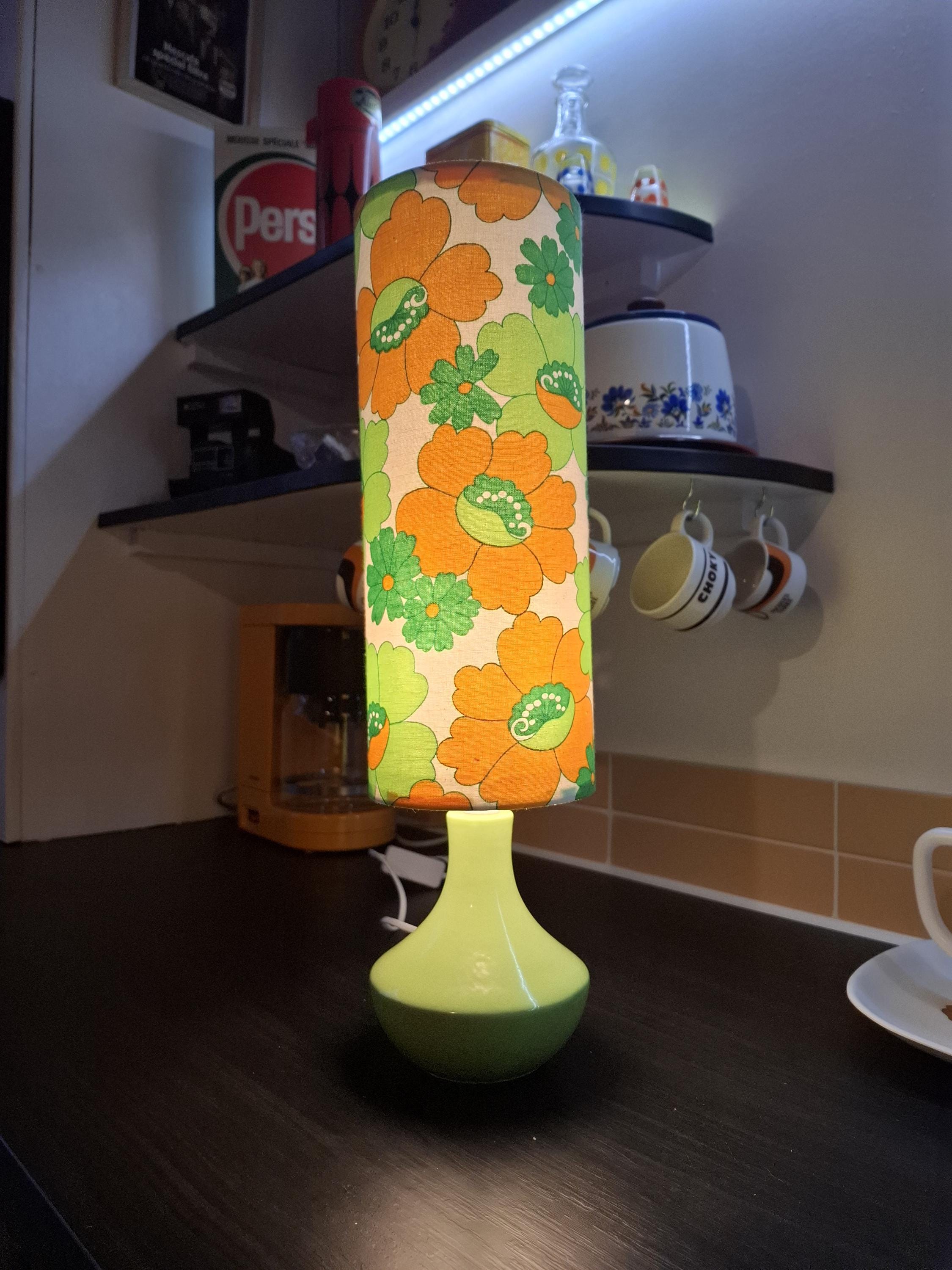 Abat-jour Vintage En Fleurs Séchées Signé Boistel - Luminaire Ancien Français