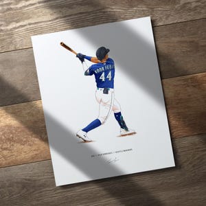 Julio Rodriguez v1 Seattle Mariners Baseball 8x10 Print Poster Art Illustrated