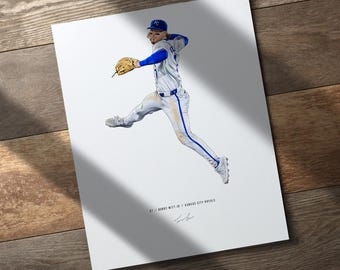 Bobby Witt V2 Kansas City Royals Baseball 8x10 Print Poster Art Illustrated