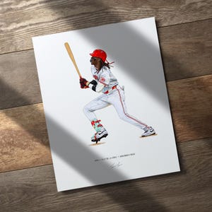 Elly de la Cruz v2 Cincinnati Reds Baseball 8x10 Print Poster Art Illustrated
