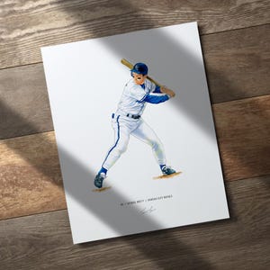 George Brett v2 Kansas City Royals Baseball 8x10 Print Poster Art Illustrated