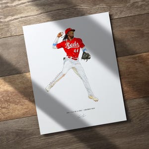 Elly de la Cruz v1 Cincinnati Reds Baseball 8x10 Print Poster Art Illustrated