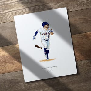 Jose Altuve Houston Astros Baseball 8x10 Print Poster Art Illustrated