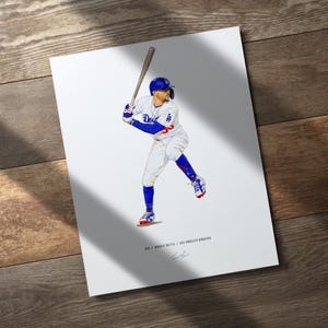 Mookie Betts v2 Los Angeles Dodgers Baseball 8x10 Print Poster Art