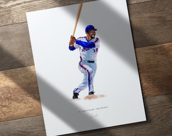 Mookie Wilson New York Mets Baseball 8x10 Print Poster Art Illustrated